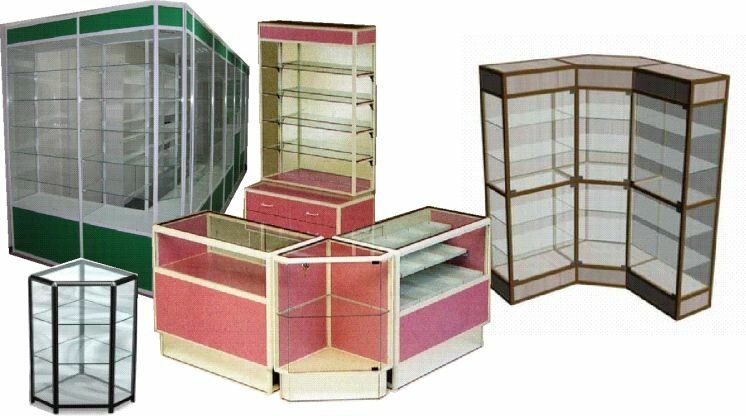 Витрины, прилавки, стеллажи для современного офиса